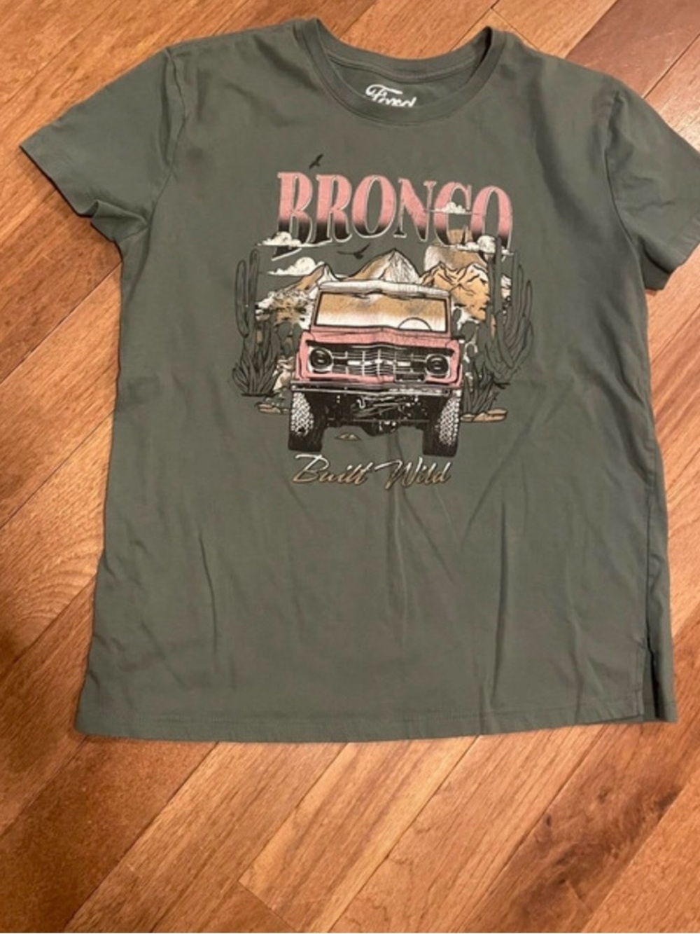 Ford Olive Green Bronco Graphic Tee with Pink Accents